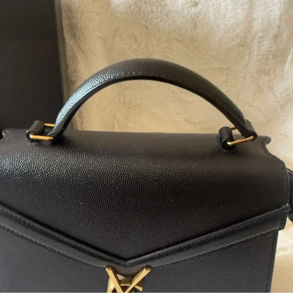 Saint Laurent Cassandra Mini Black with Gold Hardware Leather Adjustable Strap - Picture 14 of 17